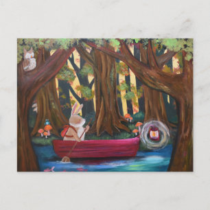 Postal Conejo de aventuras Bunny arte caprichoso de cuent