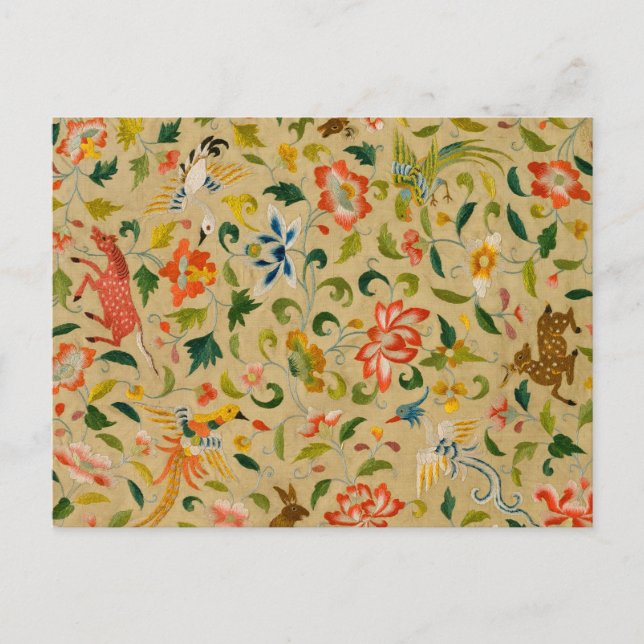 Postal Conejo de aves de corral de animales antiguos (Anverso)