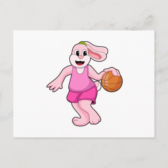 Postal Conejo de Básquetbol Deportivo (Anverso)