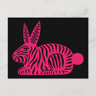 Postal Conejo de cebra rosa