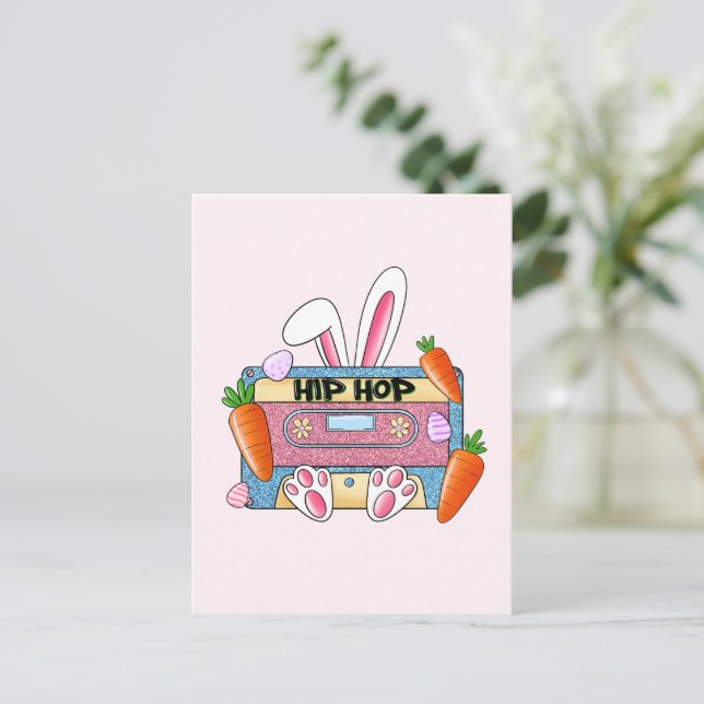 Postal Conejo de cinta Hip Hop (Anverso de pie)