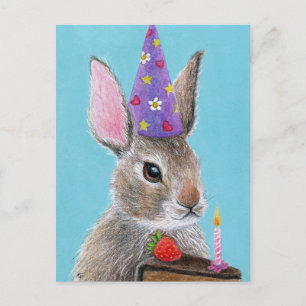 Postal Conejo de conejo con pastel de chocolate