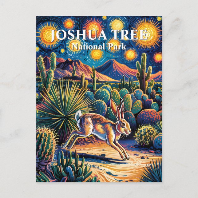 Postal Conejo de Jackrabbit del Desierto de Joshua Tree V (Anverso)