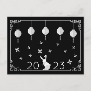 Postal Conejo de origami del Año Nuevo chino