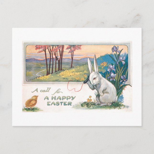 Postal Conejo de Pascua con teléfono (Anverso)