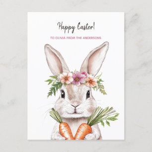 Postal Conejo de Pascua con zanahorias