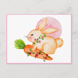 Postal Conejo de Pascua Cute Watercolor
