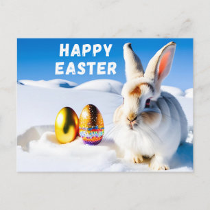 Postal Conejo de Pascua en la Nieve