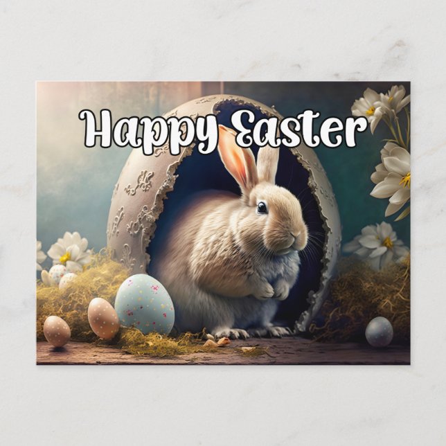 Postal Conejo de Pascua Feliz (Anverso)
