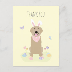 Postal Conejo de Pascua Gracias Retriever Dorado