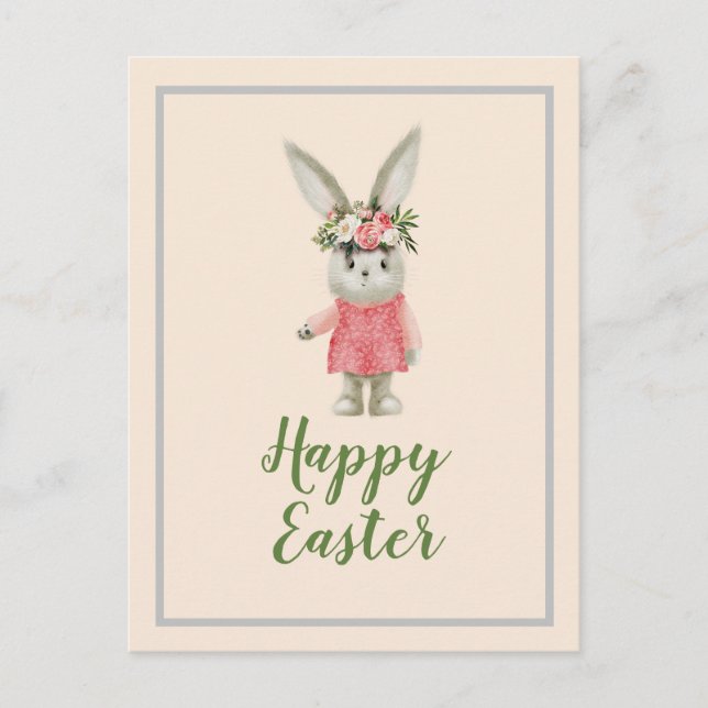 Postal Conejo de Pascua Niña Dulce (Anverso)