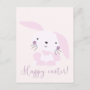 Postal Conejo de Pascua Rosa de Rubor   Pascua