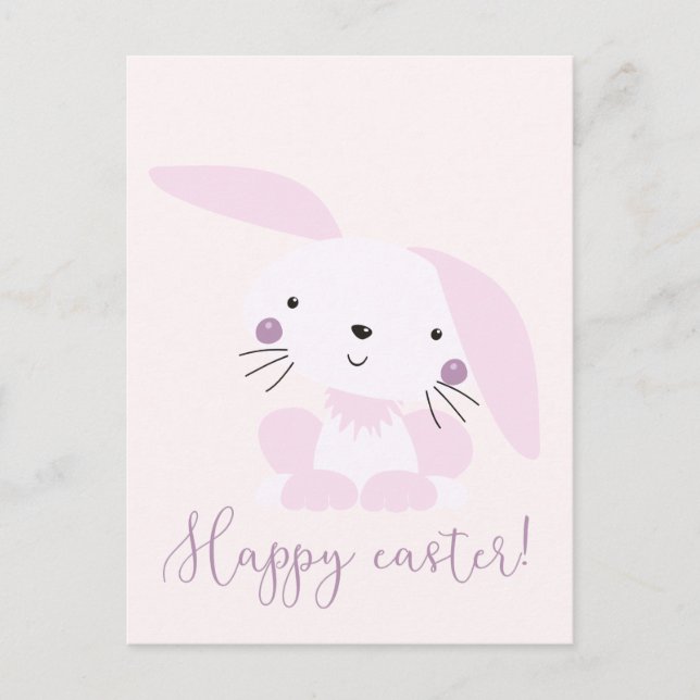 Postal Conejo de Pascua Rosa de Rubor | Pascua (Anverso)