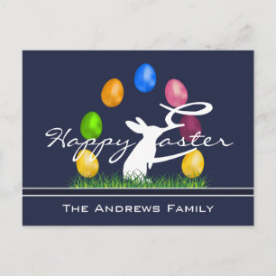 Postal Conejo de Pascua y Huevos personalizados