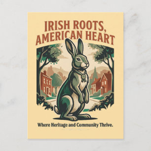 Postal Conejo de Raíces Irlandesas y Corazón Americano