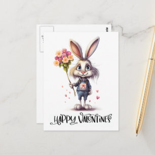 Postal Conejo de San Valentín Divertido y Lindo