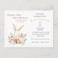 Conejo del bosque floral rosa para baby shower