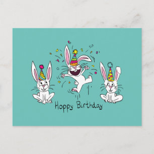 Postal Conejo Divertido Feliz Cumpleaños Conejito Lindo N