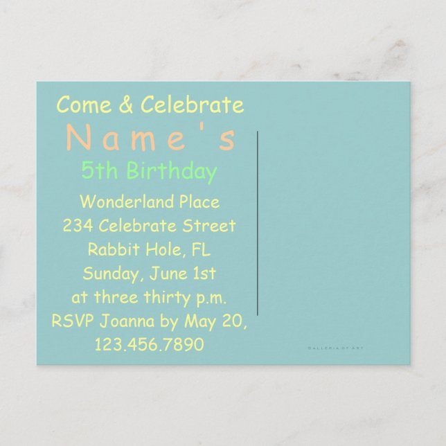 Postal Conejo en Alicia en el País de las Maravillas ~ Po (Anverso)