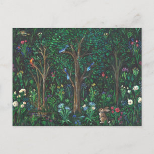 Postal "Conejo en bosque" (pintura completa)