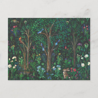 Postal "Conejo en bosque" (pintura completa)