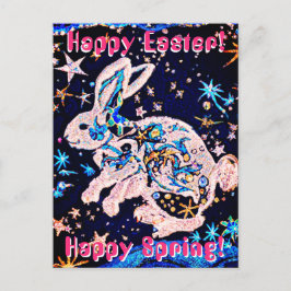 Postal Conejo en el cielo con estrellas