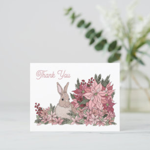 Postal Conejo entre Flores Gracias