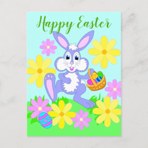 Postal Conejo Feliz de Pascua Conejito de Dibujos Animado