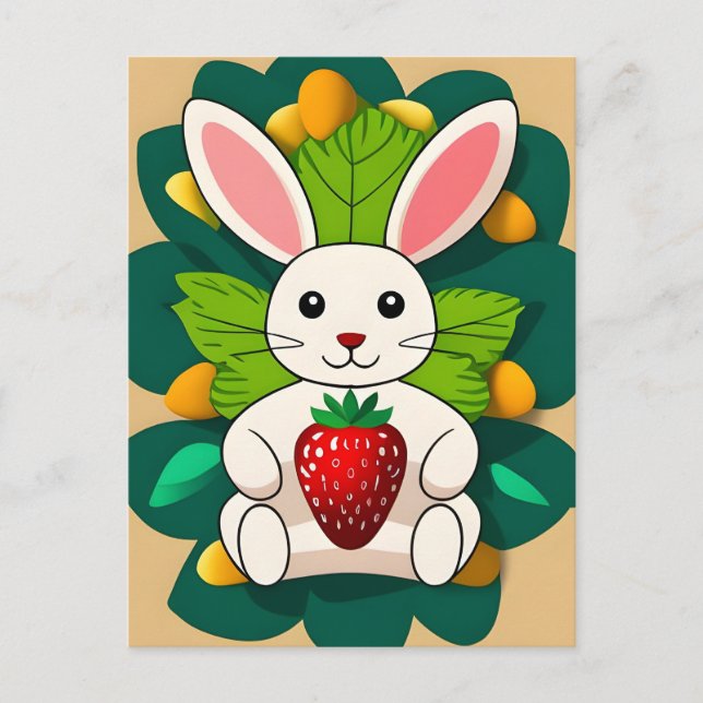 Postal Conejo, Fresas, Mandala, Posttravesía (Anverso)