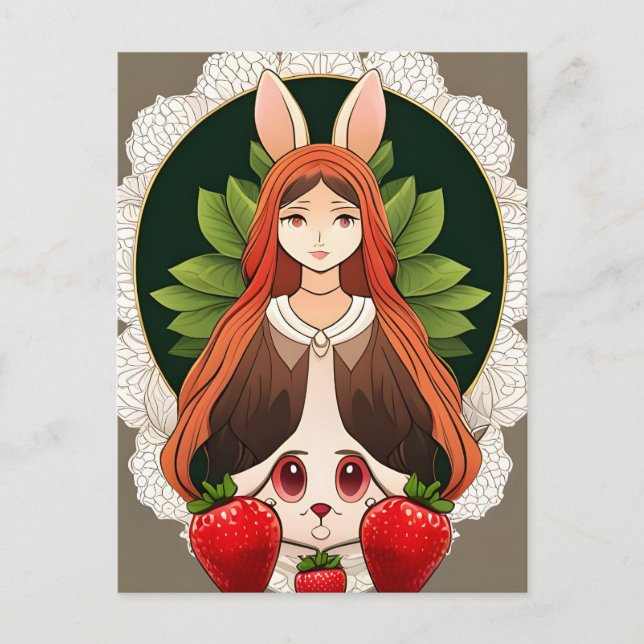 Postal Conejo, Fresas, Mandala, Posttravesía (Anverso)