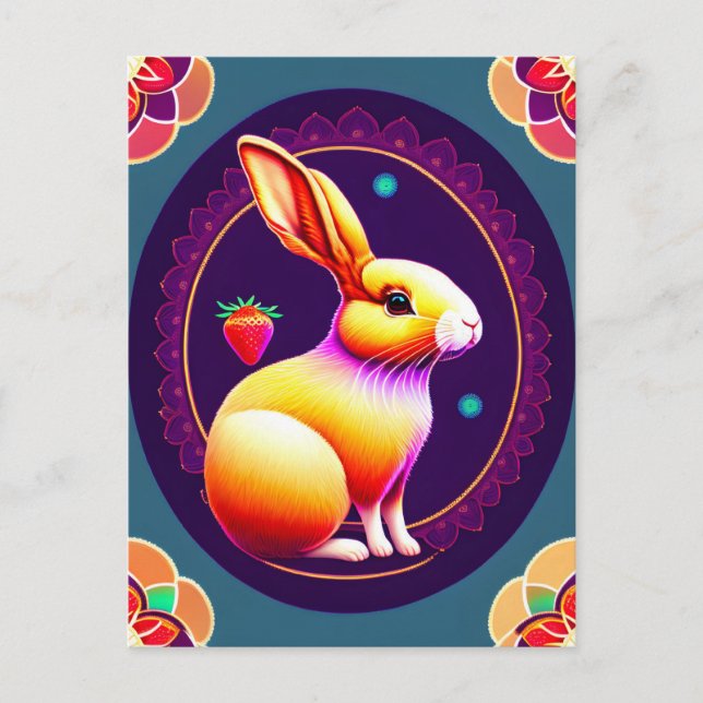 Postal Conejo, Fresas, Mandala, Posttravesía (Anverso)