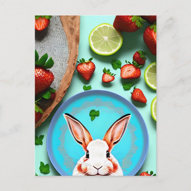 Postal Conejo, Fresas, Mandala, Posttravesía (Anverso)