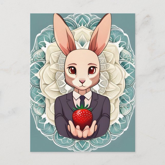 Postal Conejo, Fresas, Mandala, Posttravesía (Anverso)