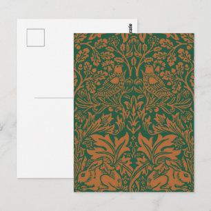 Postal Conejo Hermano William Morris Ámbar Patrón Negro