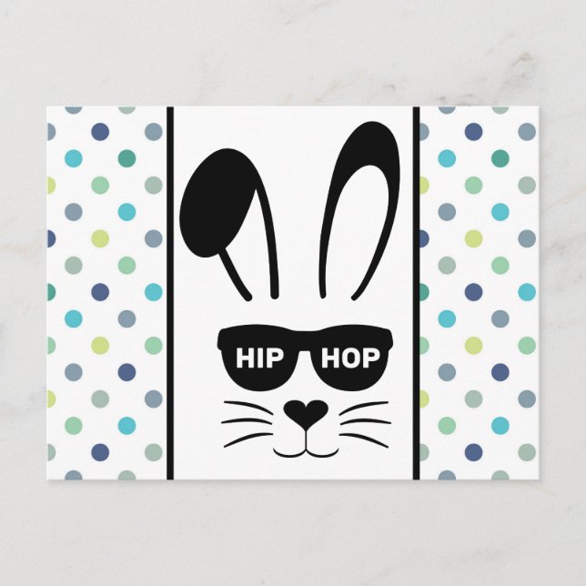 Postal Conejo Hop de Hip Hop de Pascua (Anverso)