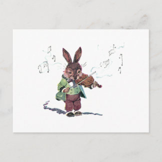 Postal Conejo jugando al violín