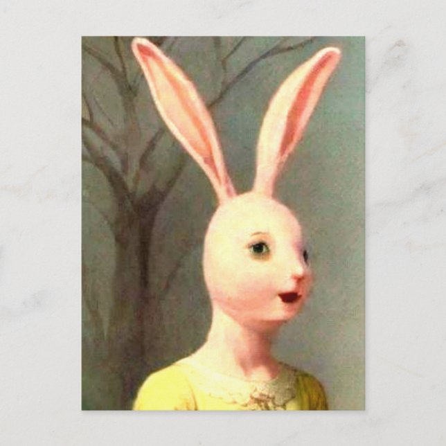 Postal Conejo misterioso de chica (Anverso)