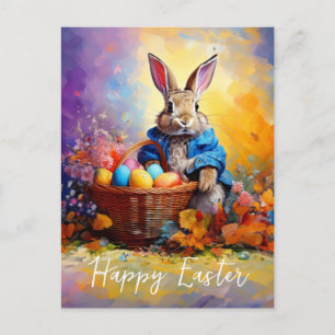 Postal Conejo Peter Easter con Huevos de Pascua Feliz Pas