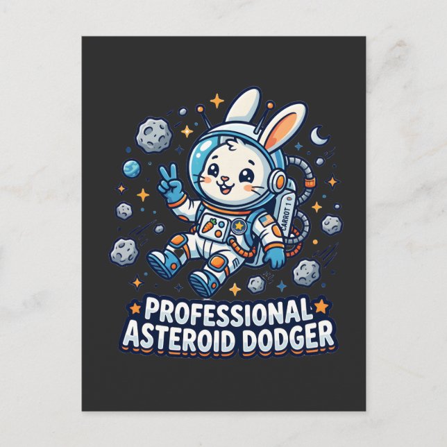 Postal Conejo Profesional que Esquiva Asteroides (Anverso)