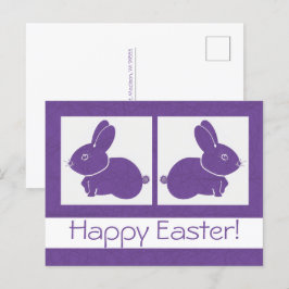 Postal Conejo Purple Happy Easter