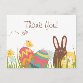 Postal Conejo y Huevos de Pascua Gracias