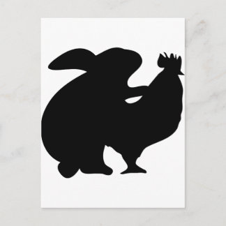 Postal Conejo y pollo