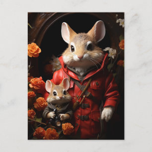 Postal Conejos de bebés adorables en ropa