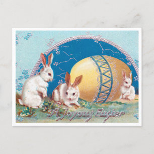 Postal Conejos de conejo con huevos de Pascua