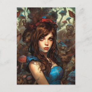 Postal Conejos extraños y Alicia