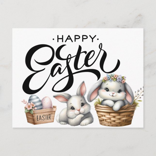Postal Conejos felices de Pascua  (Anverso)