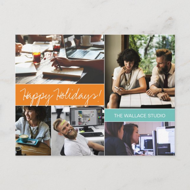 Postal Conexión corporativa: Naranja moderno y compa Verd (Anverso)