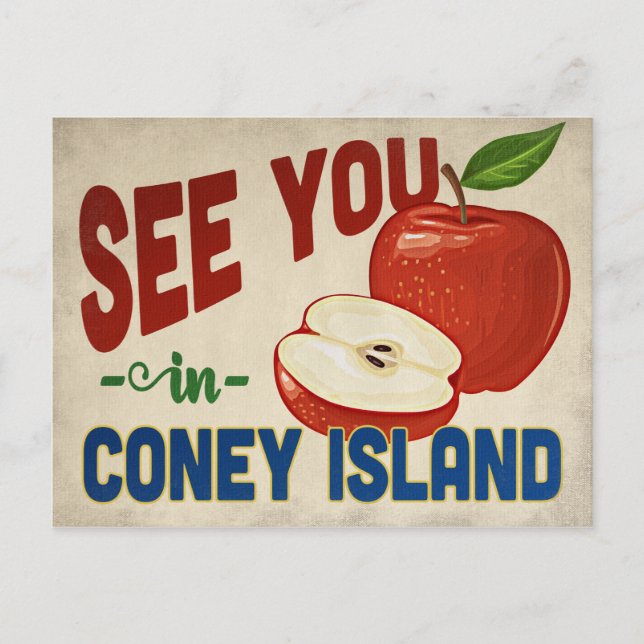 Postal Coney Island New York Apple - Viajes de época (Anverso)