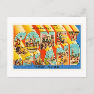 Postal Coney Island New York NY Vintage Travel Souvenir