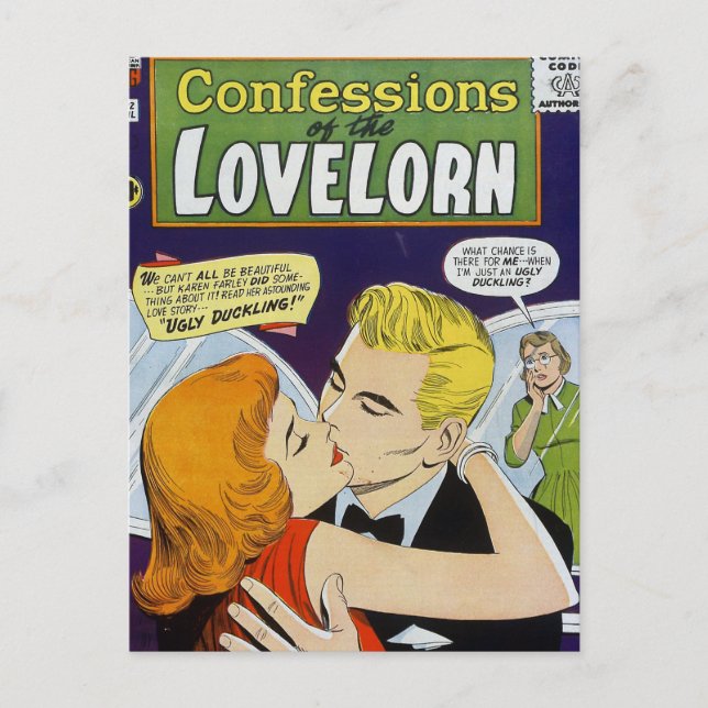 Postal Confesiones del libro de historietas de Lovelorn (Anverso)